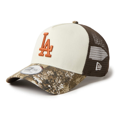 New Era Los Angeles Dodgers Real Tree Camo 9FORTY A-Frame Trucker Snapback Cap