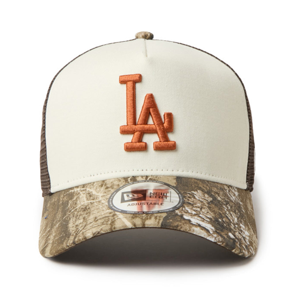 New Era Los Angeles Dodgers Real Tree Camo 9FORTY A-Frame Trucker Snapback Cap