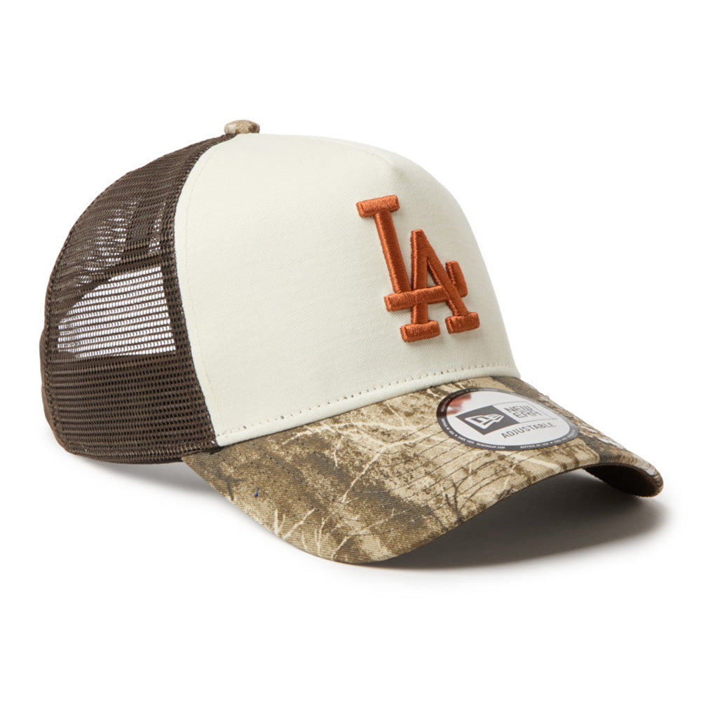 New Era Los Angeles Dodgers Real Tree Camo 9FORTY A-Frame Trucker Snapback Cap