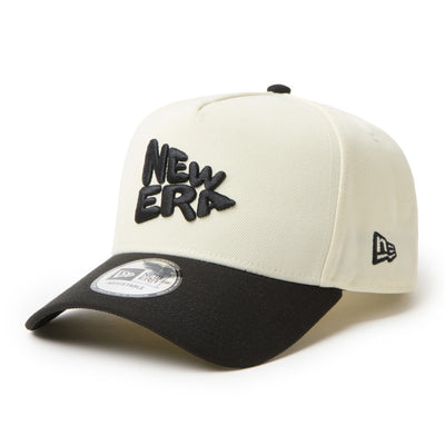 New Era Wordmark Flag Logo Chrome White Black 9FORTY A-Frame Adjustable Cap