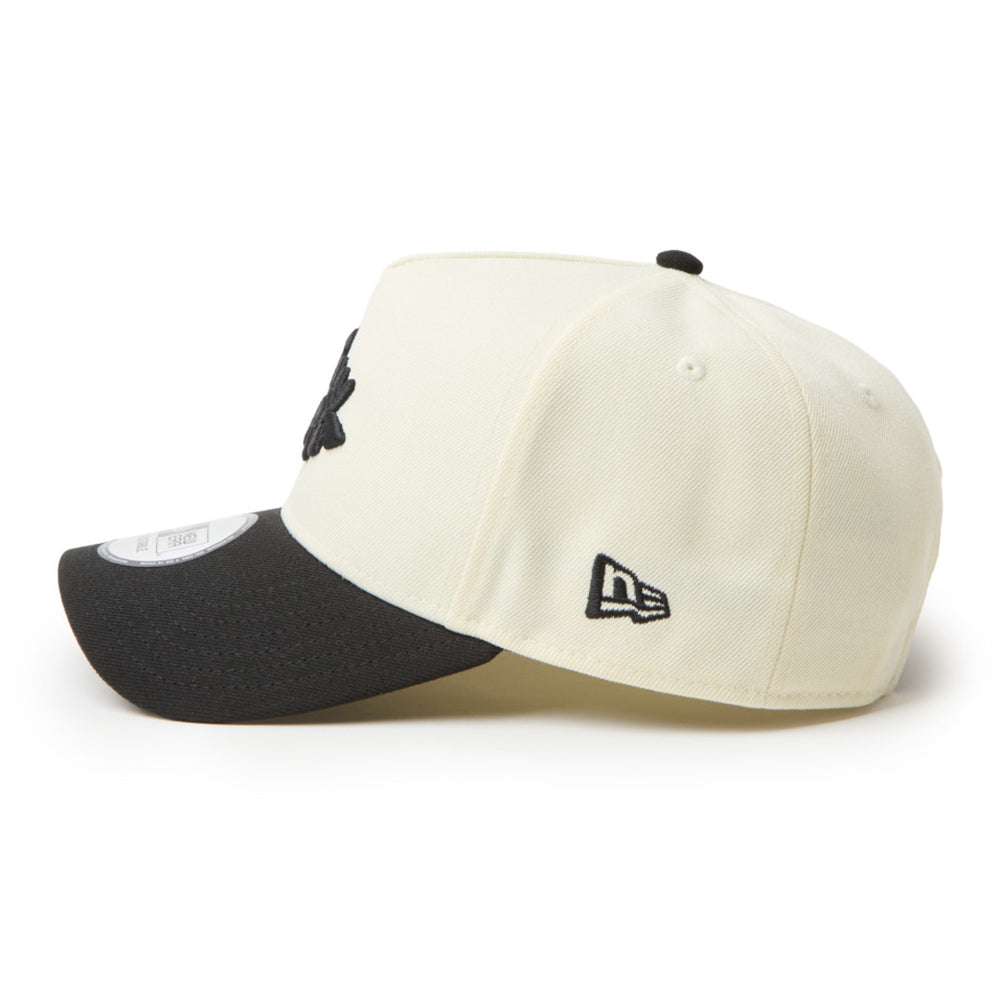 New Era Wordmark Flag Logo Chrome White Black 9FORTY A-Frame Adjustable Cap