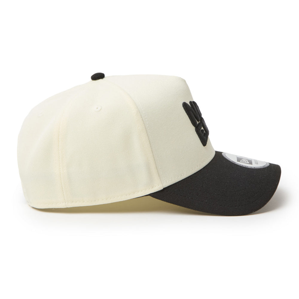 New Era Wordmark Flag Logo Chrome White Black 9FORTY A-Frame Adjustable Cap