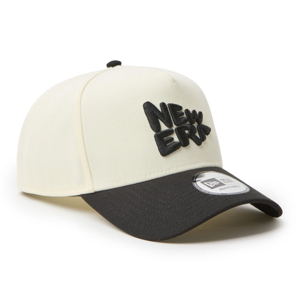 New Era Wordmark Flag Logo Chrome White Black 9FORTY A-Frame Adjustable Cap