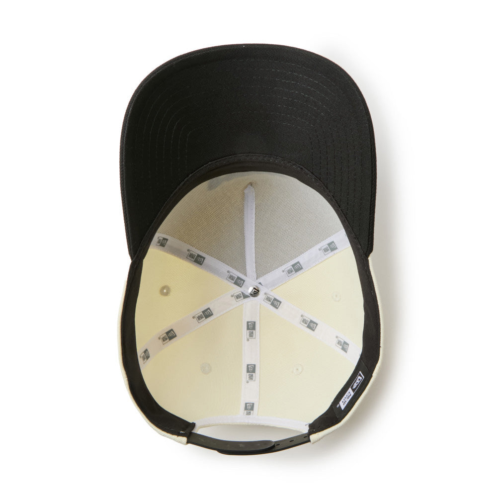 New Era Wordmark Flag Logo Chrome White Black 9FORTY A-Frame Adjustable Cap