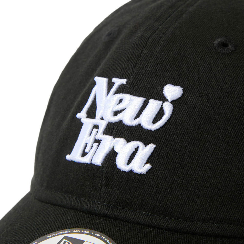 New Era Wordmark Logo With Heart Black 9TWENTY Adjustable Cap