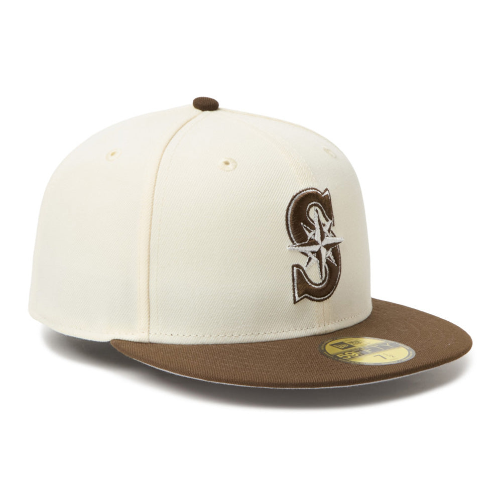 New Era Seattle Mariners Two Tone Chrome White Walnut 59FIFTY Fitted Cap