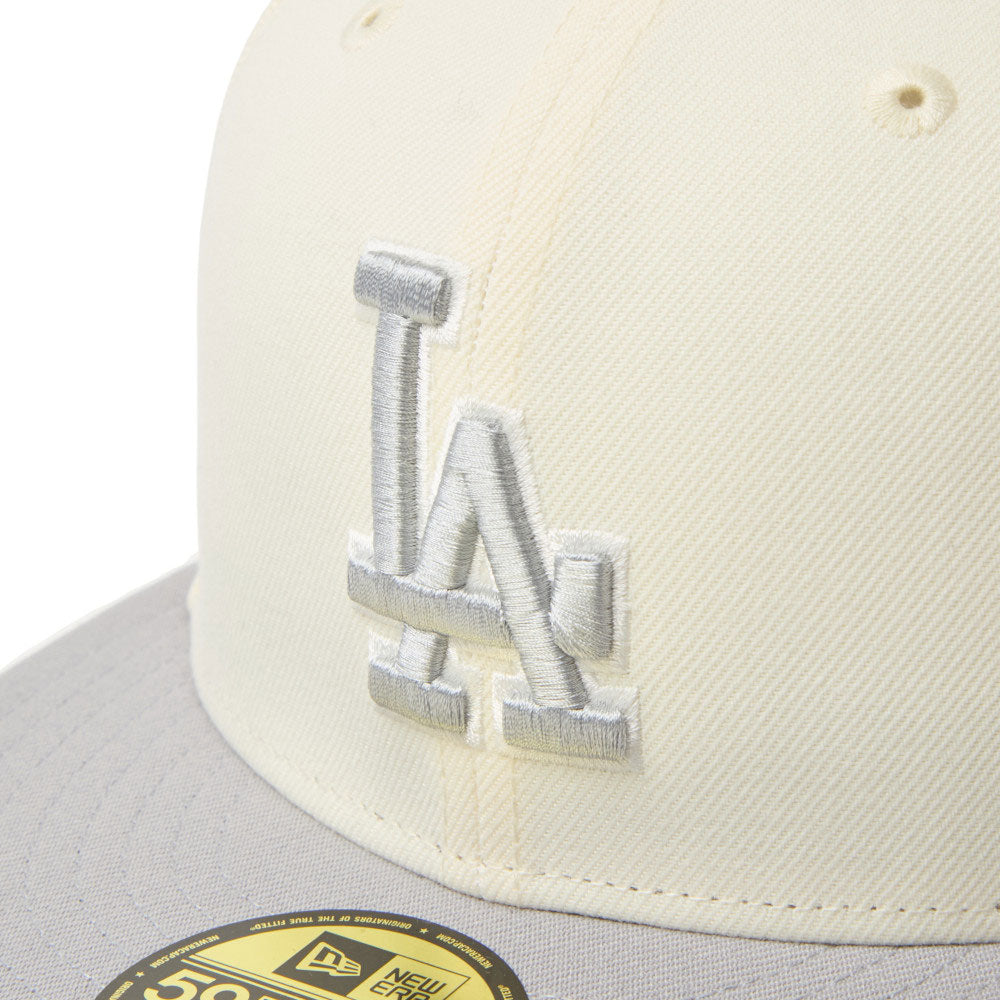 New Era Los Angeles Dodgers Two Tone Chrome White Gray 59FIFTY Fitted Cap
