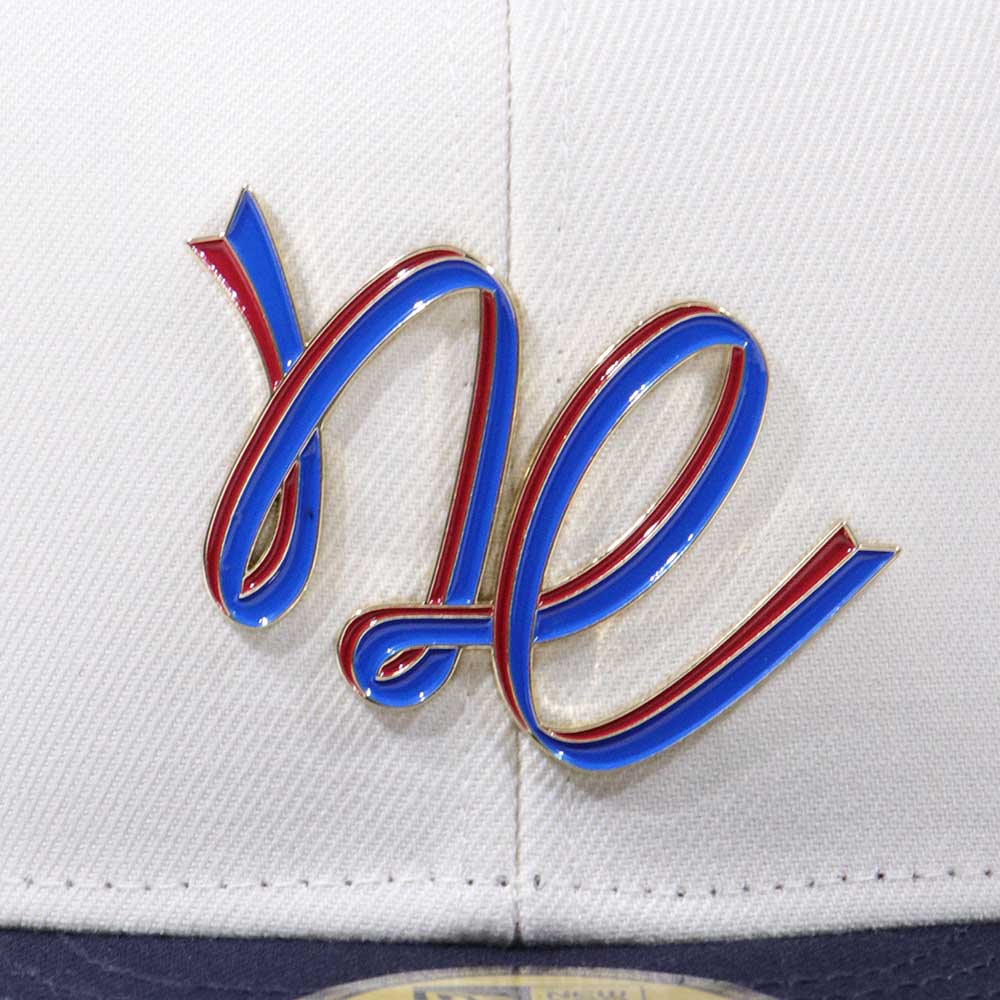 New Era NE Script Independence Day 2026 Two Tone Chrome White and Navy 59FIFTY Fitted Cap (PH EXCLUSIVE)