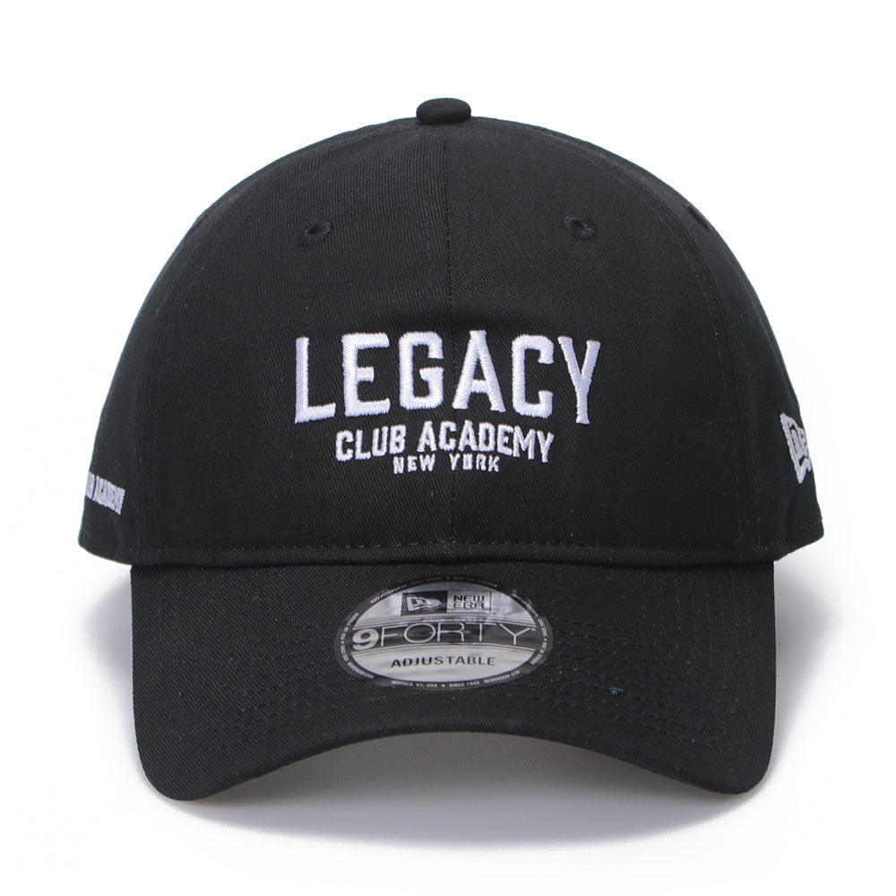New Era Legacy Club Academy Wordmark Logo Black 9FORTY Adjustable Cap