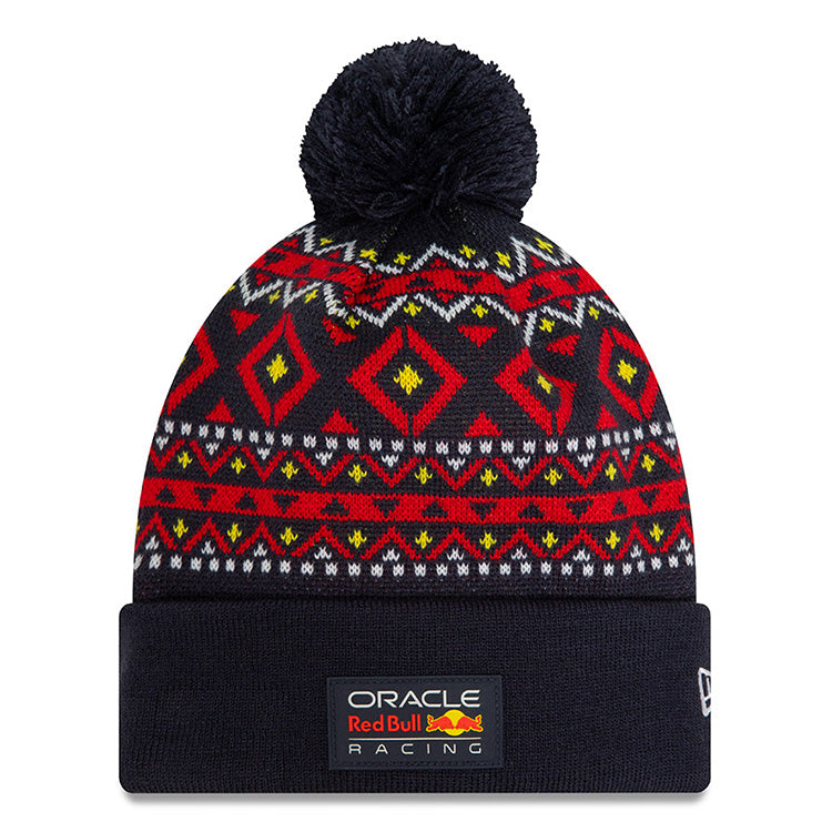 Winter Pom Red Bull Racing Red Blue Beanie Hat