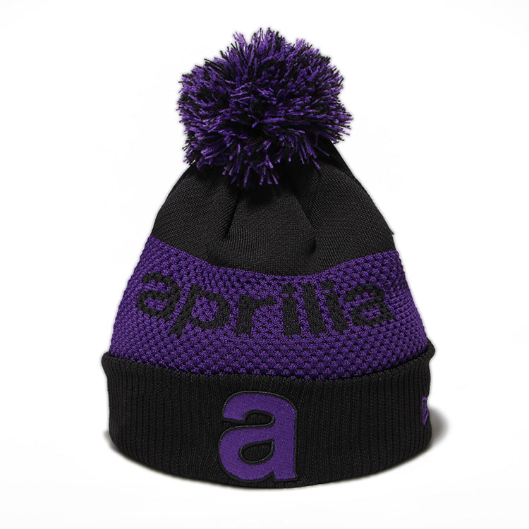 New Era Aprilia Piaggio Wordmark Black Purple Cuff Knit Beanie Hat