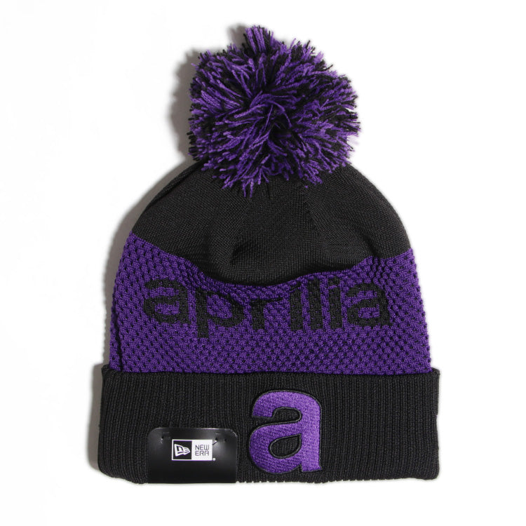 New Era Aprilia Piaggio Wordmark Black Purple Cuff Knit Beanie Hat