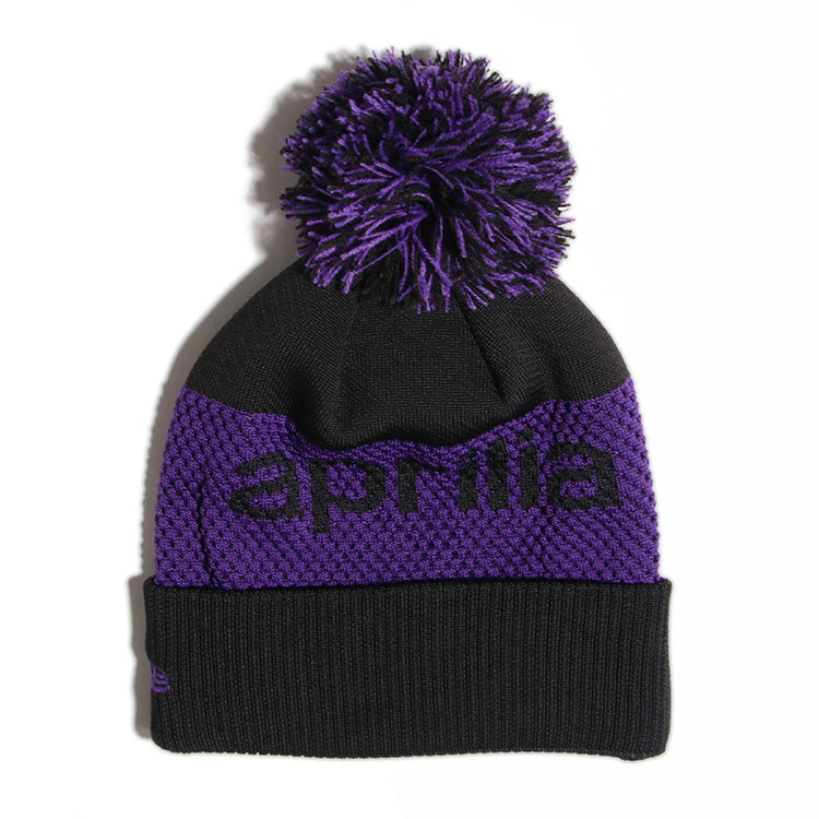 New Era Aprilia Piaggio Wordmark Black Purple Cuff Knit Beanie Hat