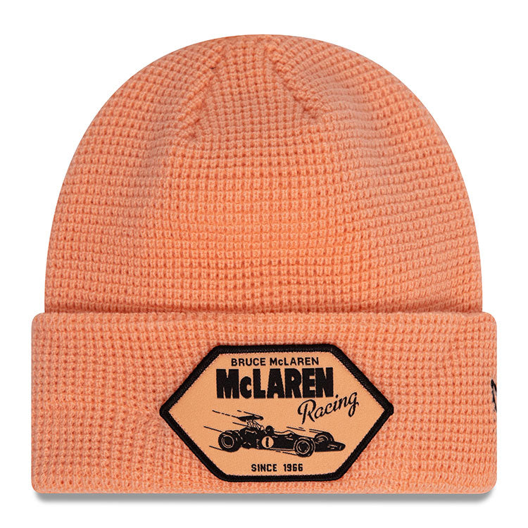 McLaren Formula 1 Team Racing Woven Patch Peach Cuff Knit Beanie Hat