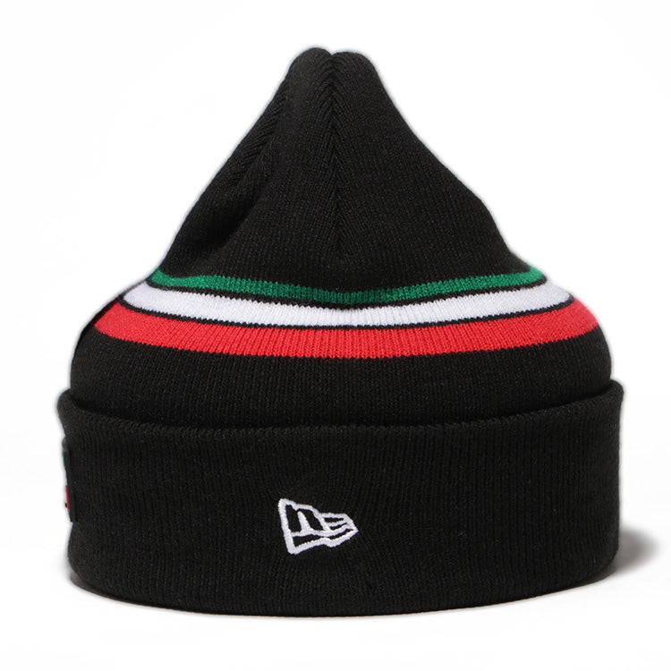 New Era Aprilia Piaggio Tricolour Stripe Black Cuff Knit Beanie Hat