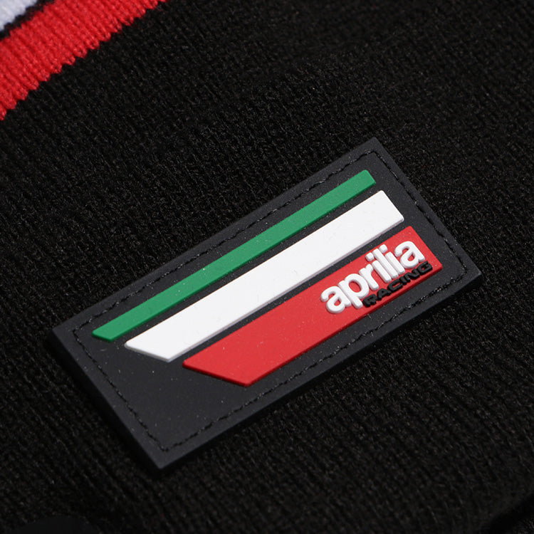 New Era Aprilia Piaggio Tricolour Stripe Black Cuff Knit Beanie Hat