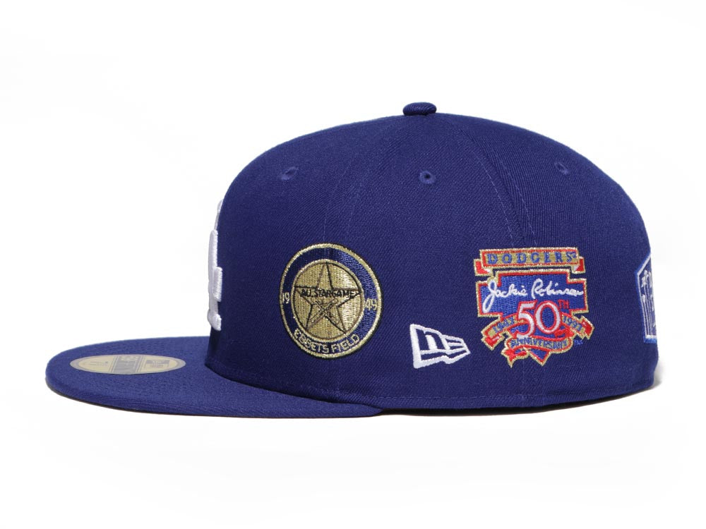 Los Angeles Dodgers MLB Cooperstown Multi Patch Dark Royal 59FIFTY Fitted Cap