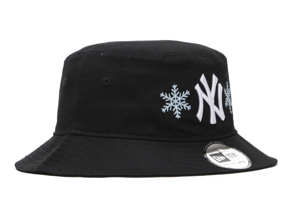 New York Yankees MLB Snow Flakes Black Bucket Hat