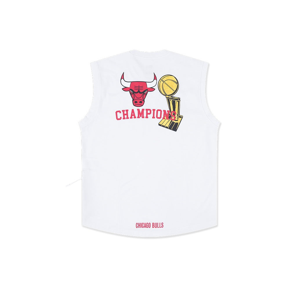 Chicago Bulls NBA 6x Champion Size Zip White Muscle Tank