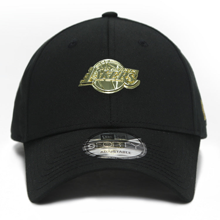 Los Angeles Lakers NBA Gold Metal Pin Black 9FORTY Adjustable Cap