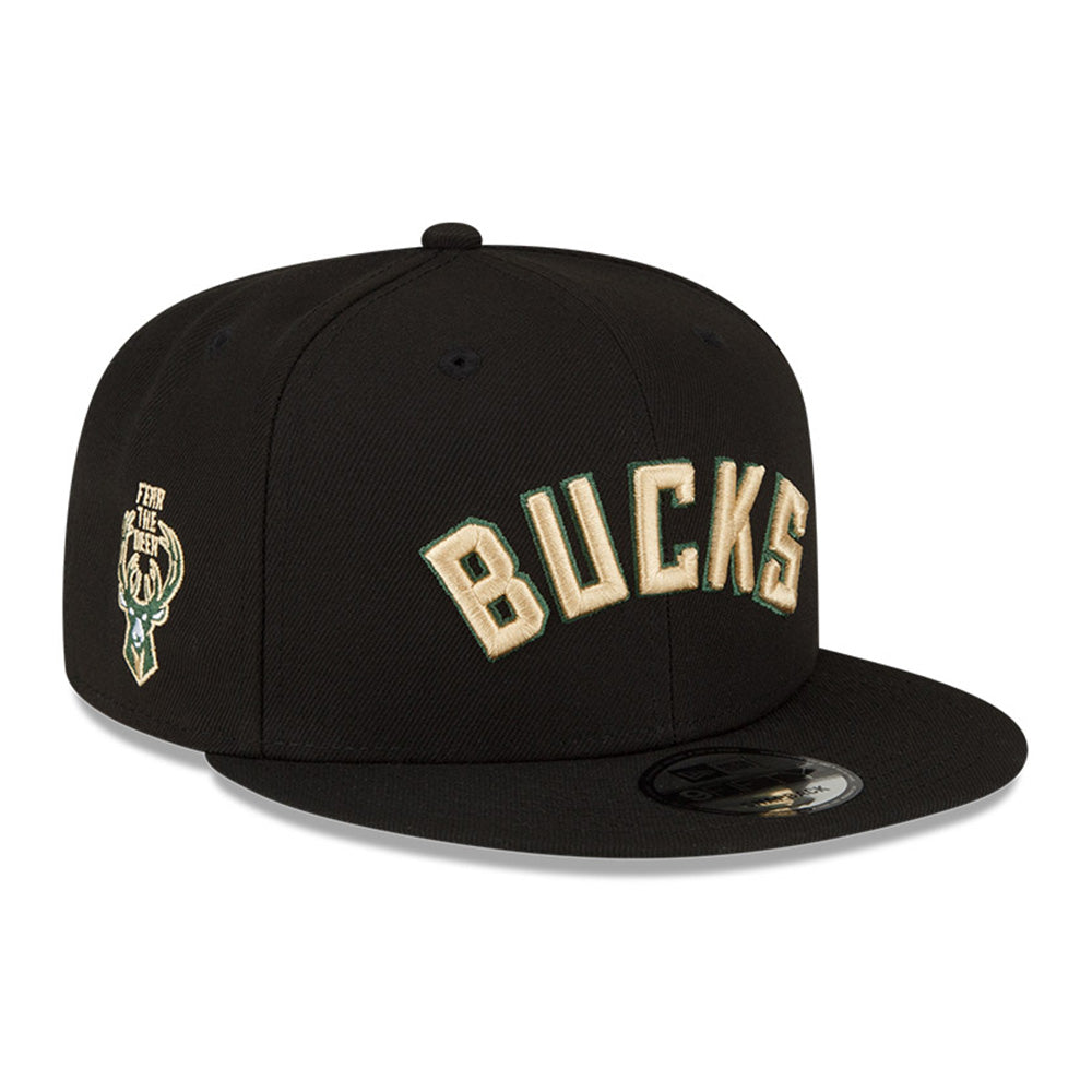 New Era Milwaukee Bucks NBA Statement Black 9FIFTY Snapback Cap