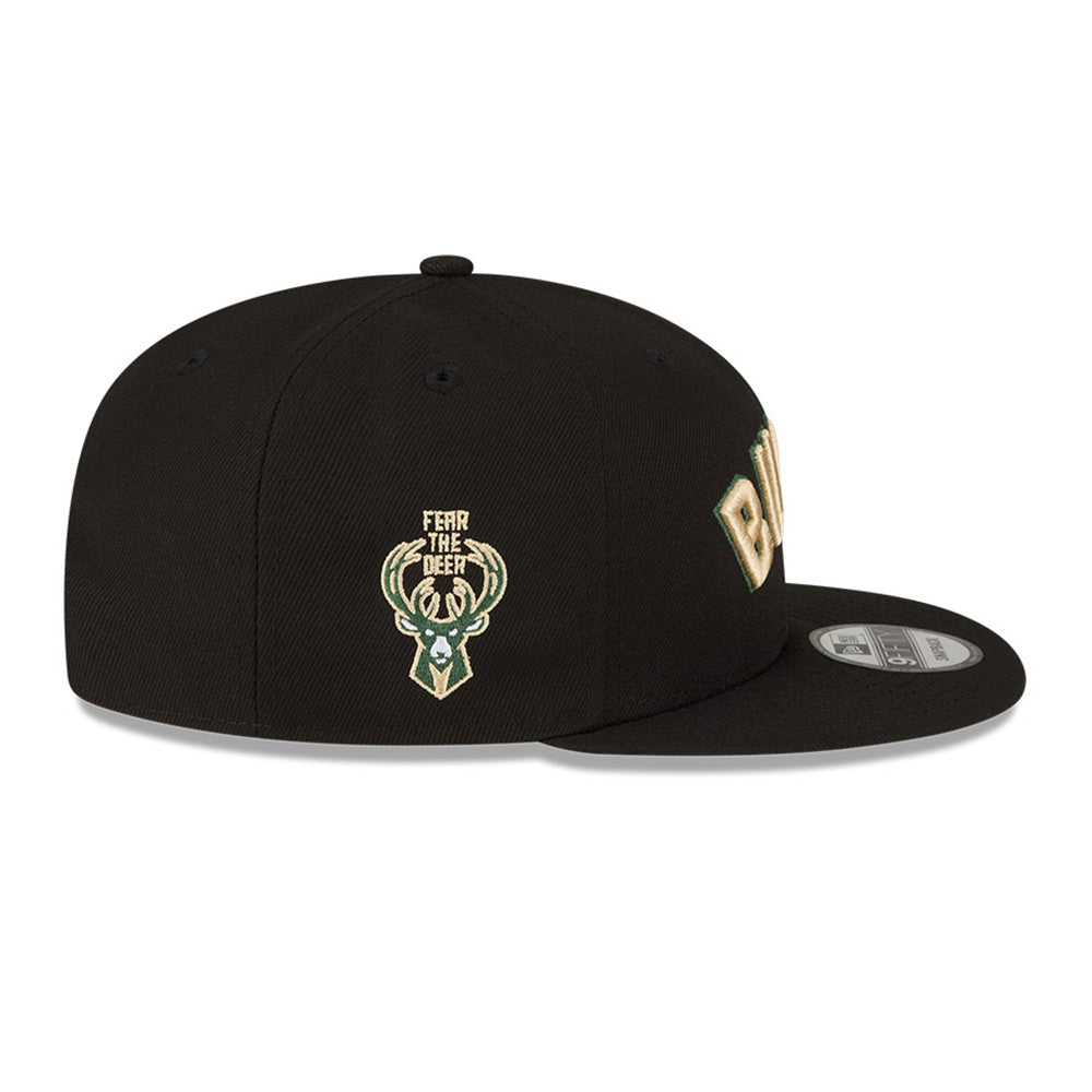 New Era Milwaukee Bucks NBA Statement Black 9FIFTY Snapback Cap