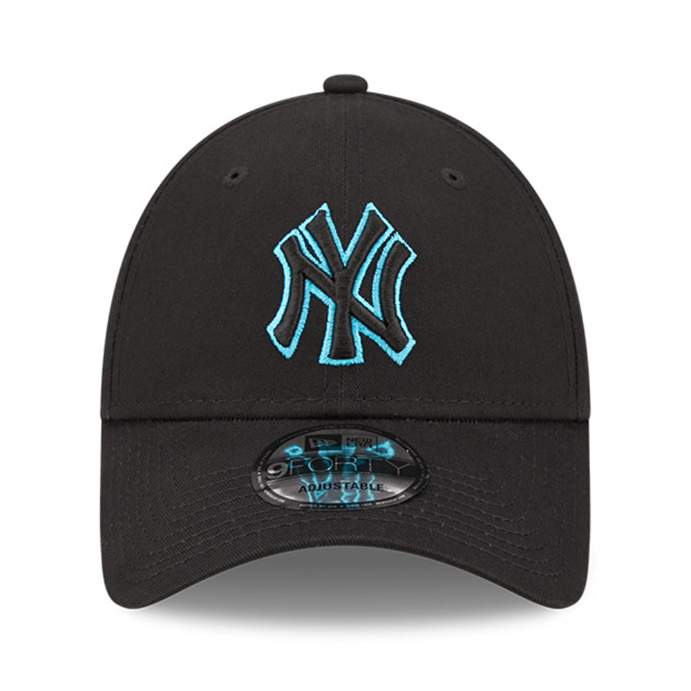New Era New York Yankees Neon Outline Black Neon Blue 9FORTY Adjustable Cap