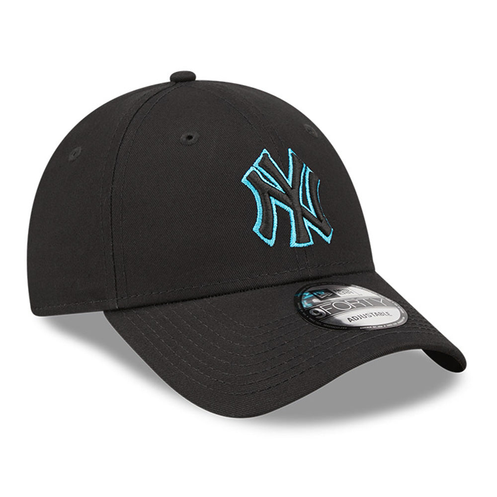 New Era New York Yankees Neon Outline Black Neon Blue 9FORTY Adjustable Cap