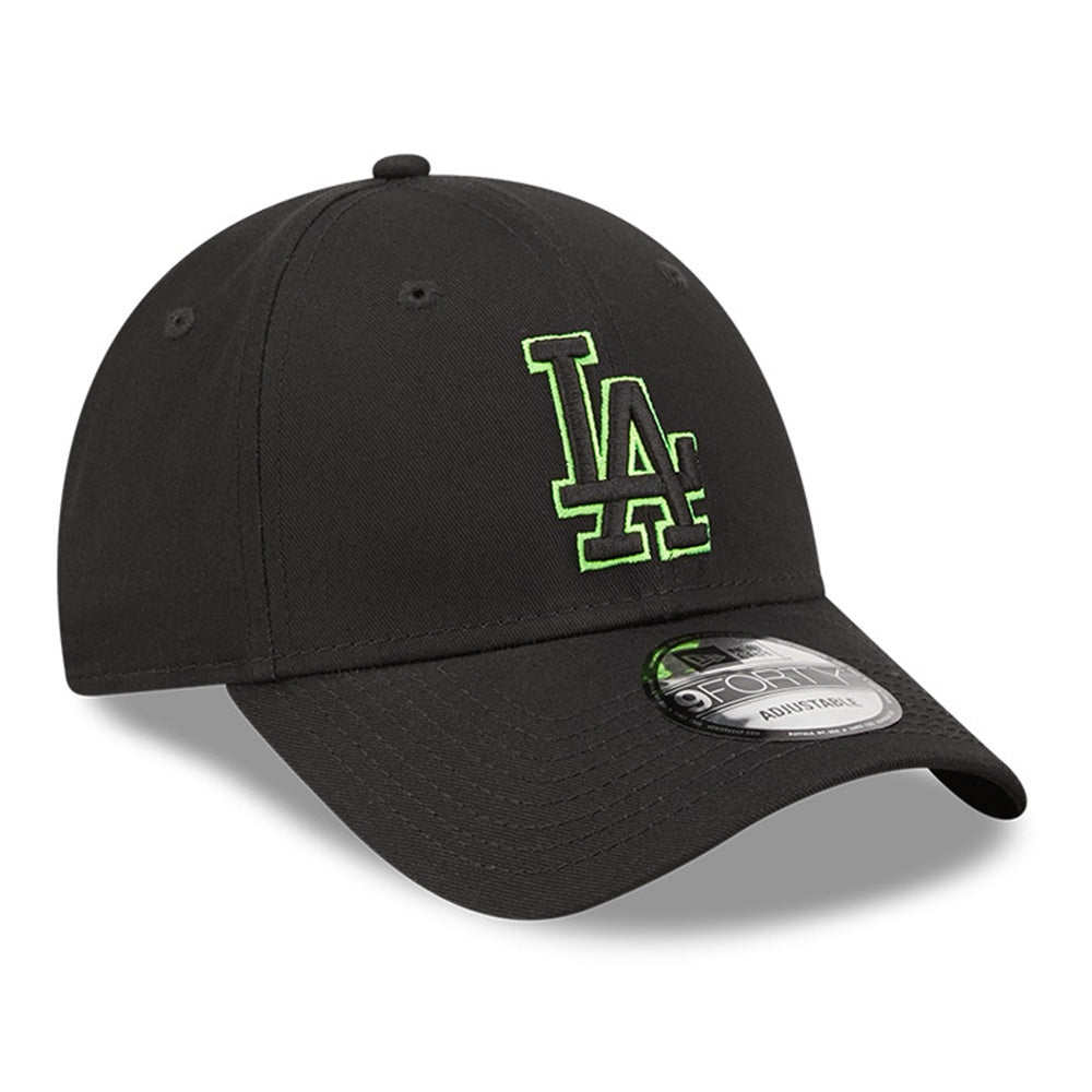 New Era Los Angeles Dodgers Neon Outline Black Green 9FORTY Adjustable Cap