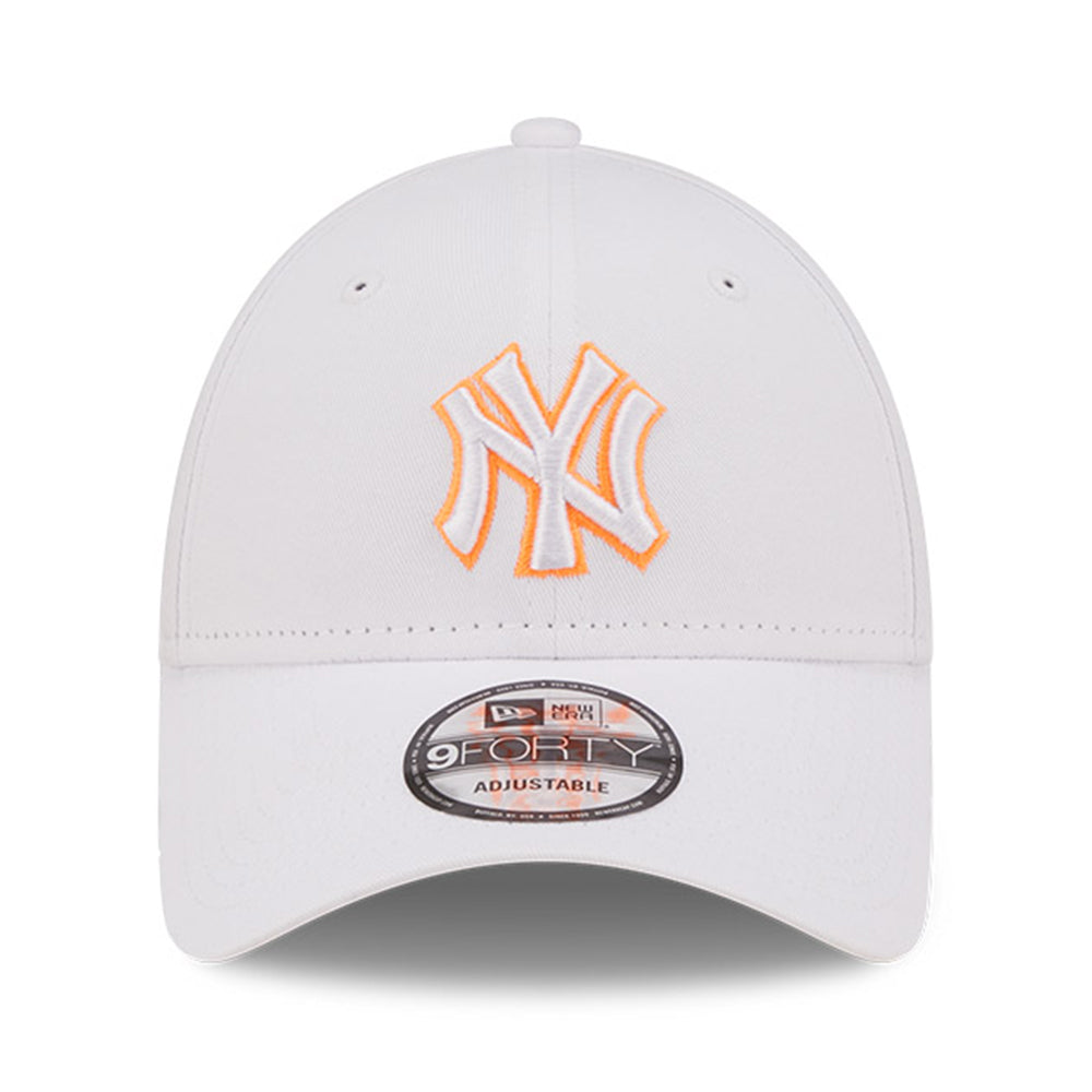 New Era New York Yankees Neon Outline Optic White Orange 9FORTY Adjustable Cap