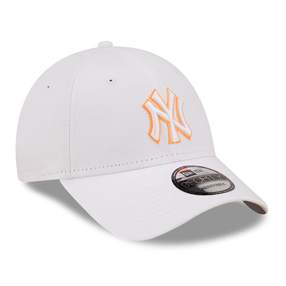 New Era New York Yankees Neon Outline Optic White Orange 9FORTY Adjustable Cap