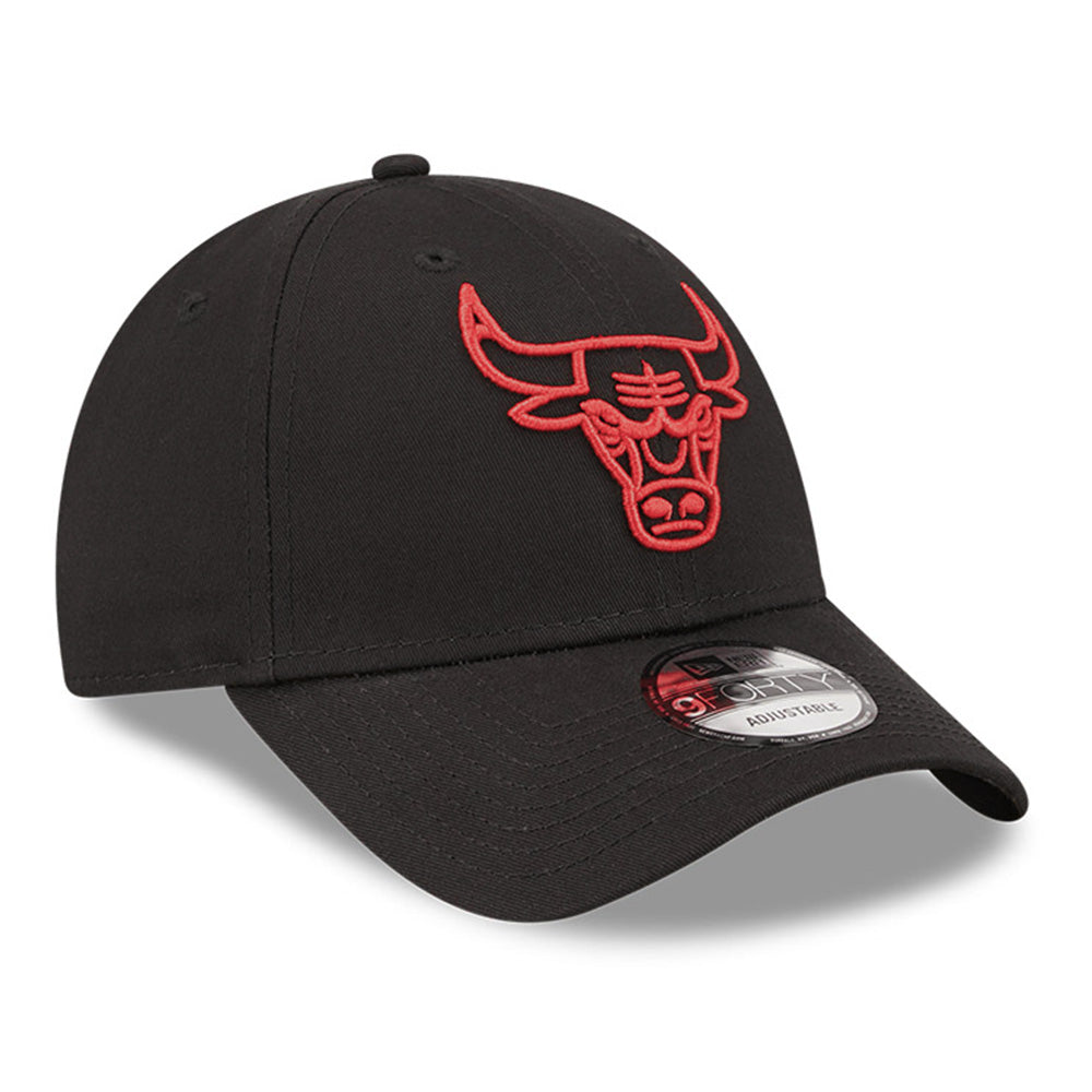 New Era Chicago Bulls Neon Outline Black Red 9FORTY Adjustable Cap