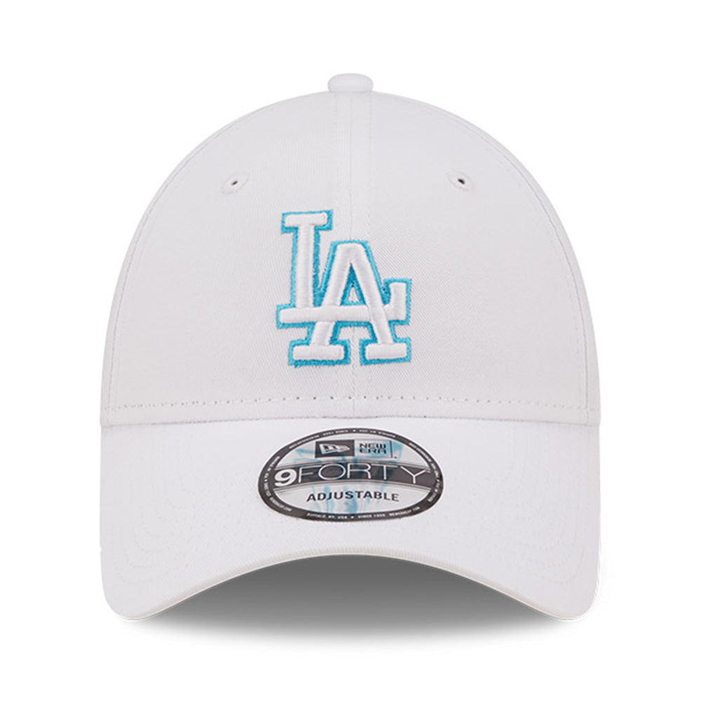 New Era Los Angeles Dodgers Neon Outline Optic White Neon Blue 9FORTY Adjustable Cap