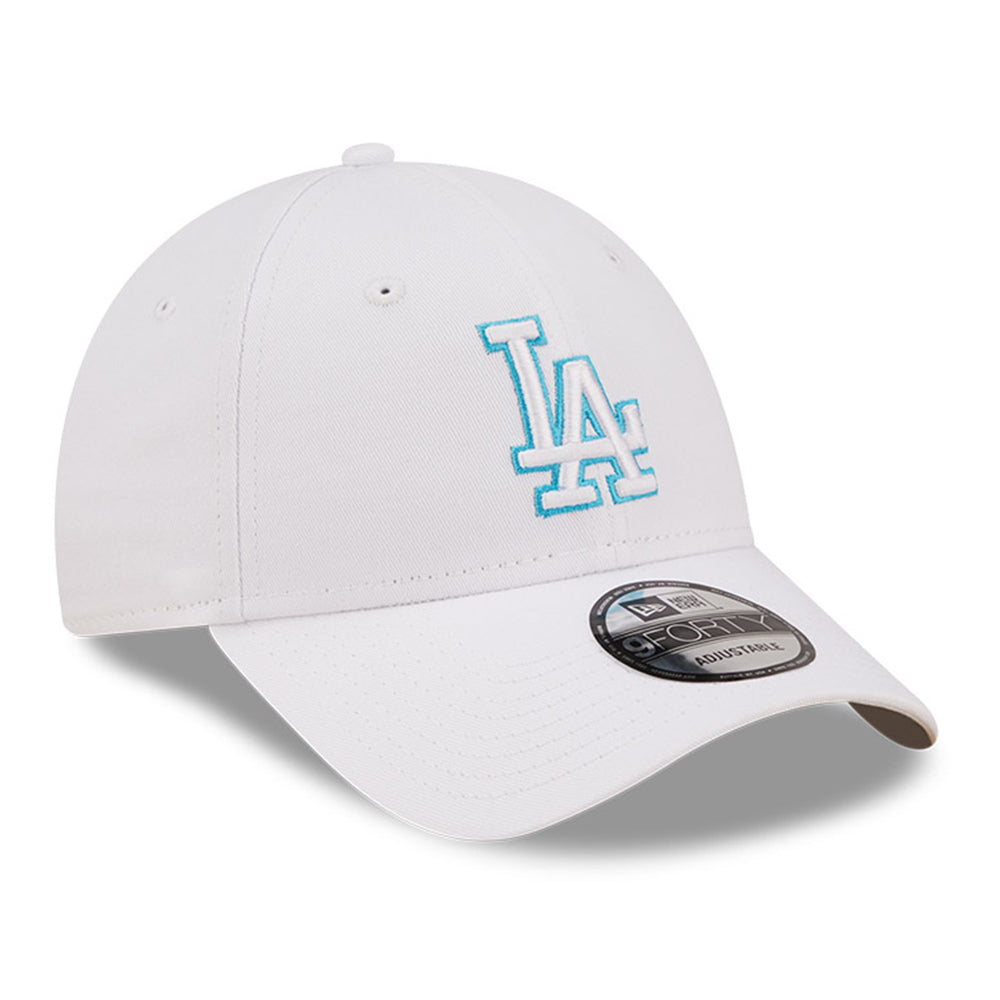 New Era Los Angeles Dodgers Neon Outline Optic White Neon Blue 9FORTY Adjustable Cap