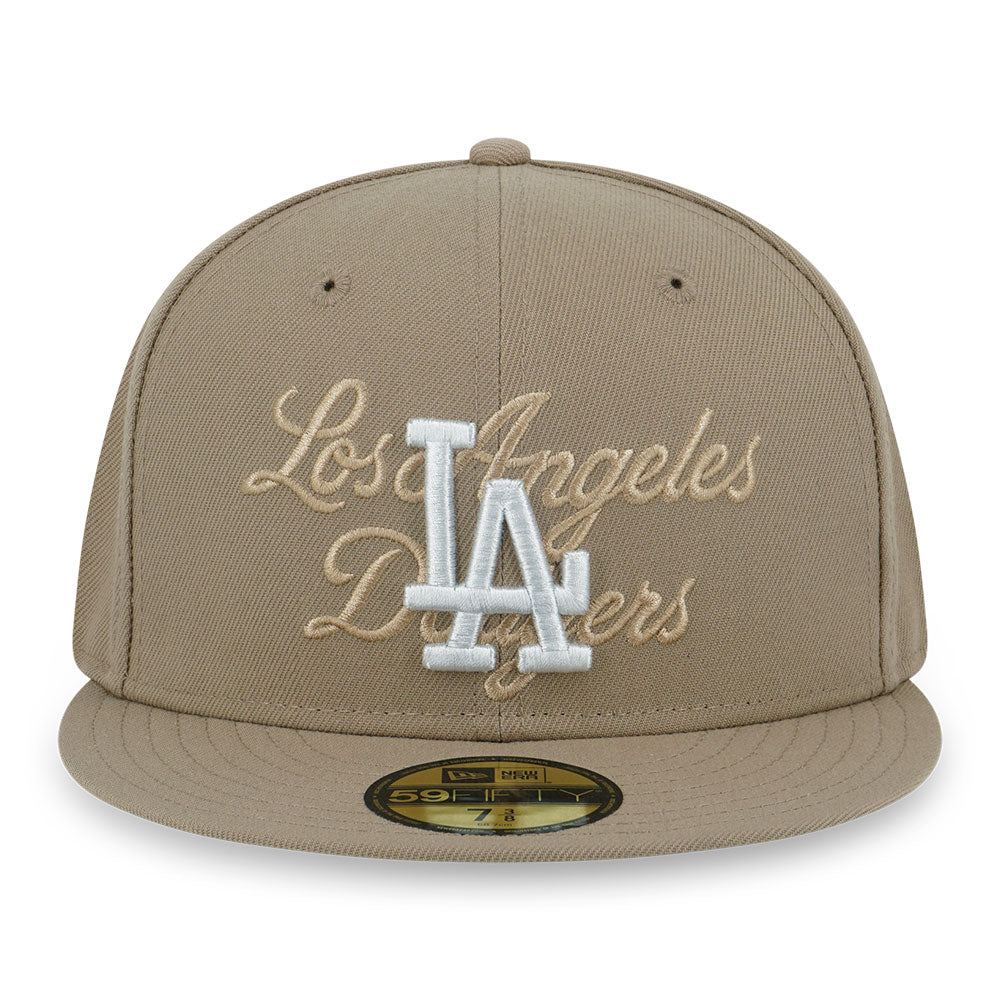 Los Angeles Dodgers MLB Tonal Script Camel 59FIFTY Fitted Cap