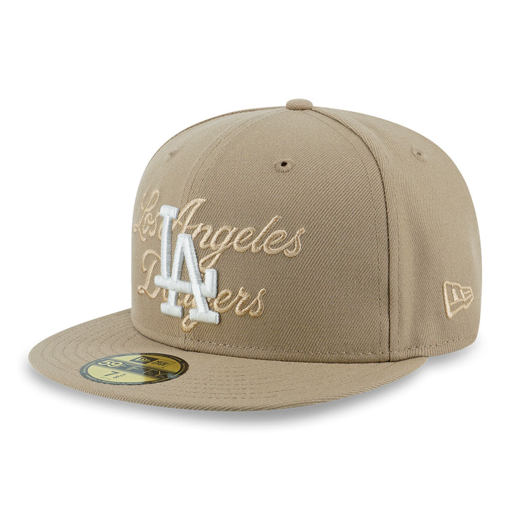 Los Angeles Dodgers MLB Tonal Script Camel 59FIFTY Fitted Cap