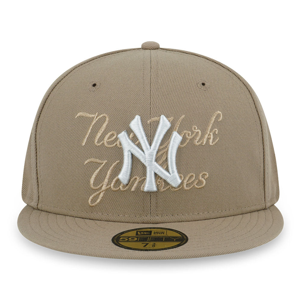 New York Yankees MLB Tonal Script Camel 59FIFTY Fitted Cap