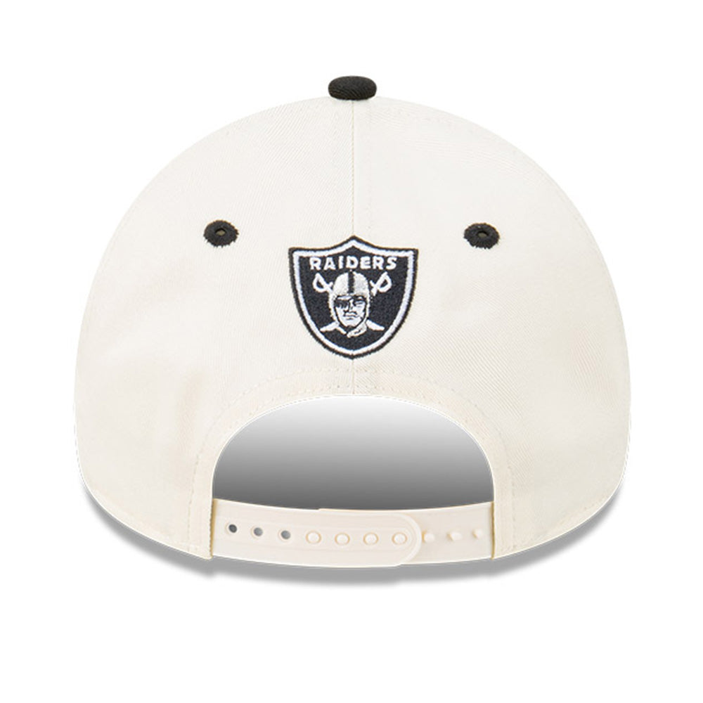 Las Vegas Raiders Script Logo NFL Chrome White 9FORTY A-Frame Snapback Cap