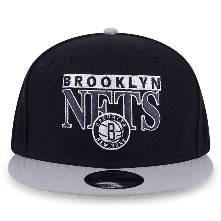 Brooklyn Nets NBA Two Tone Block Official Team Color 9FIFTY Snapback Cap