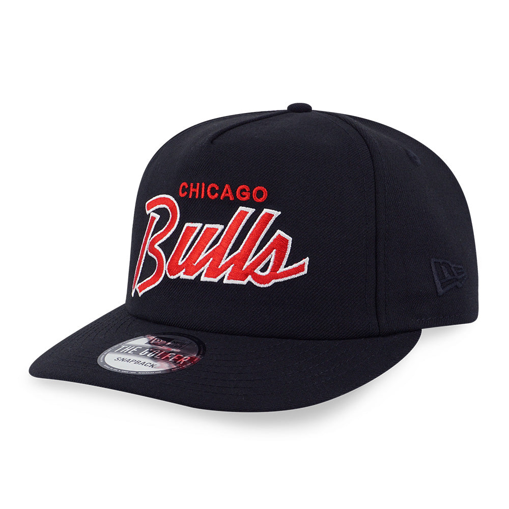 Chicago Bulls NBA Black Dome Script Golfer Snapback Cap