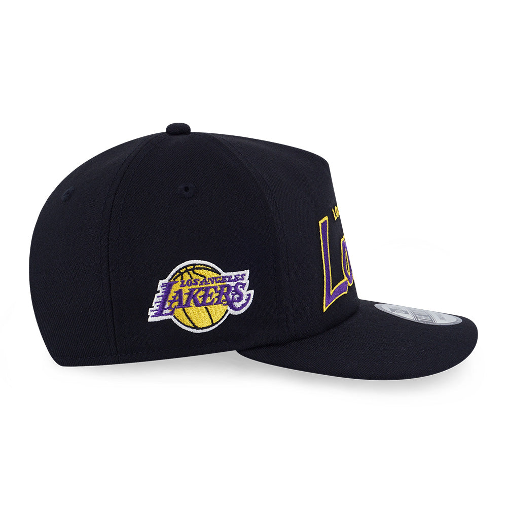 Los Angeles Lakers NBA Black Dome Script Golfer Snapback Cap