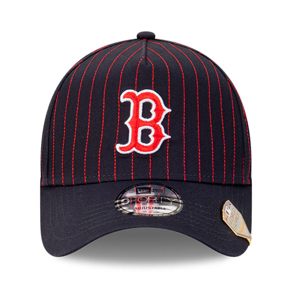 Boston Red Sox MLB Pinstripe Navy Red 9FORTY A-Frame Snapback Cap