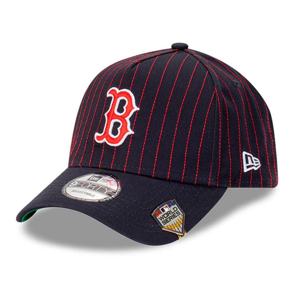 Boston Red Sox MLB Pinstripe Navy Red 9FORTY A-Frame Snapback Cap