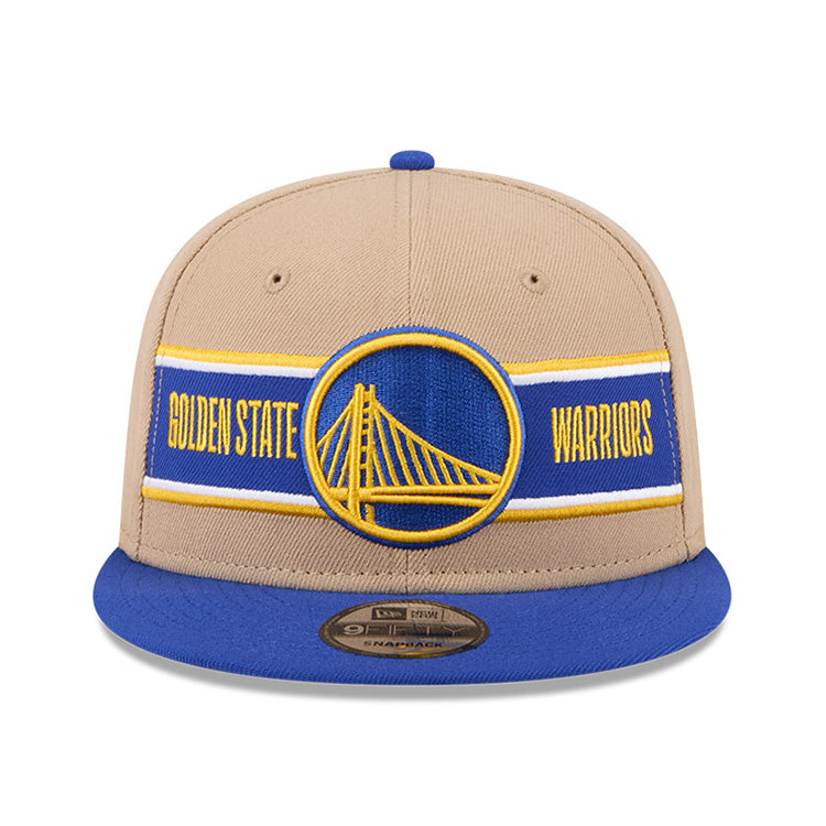 Golden State Warriors NBA 2024 Draft Medium Blue on Camel 9FIFTY Youth Snapback Adjustable Cap