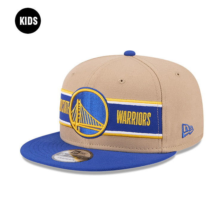 Golden State Warriors NBA 2024 Draft Medium Blue on Camel 9FIFTY Youth Snapback Adjustable Cap