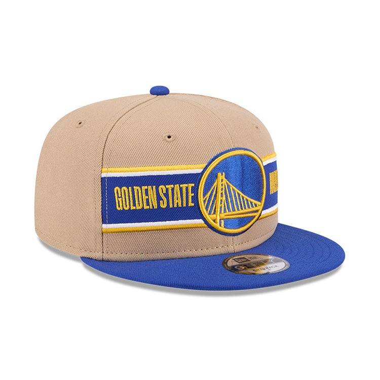 Golden State Warriors NBA 2024 Draft Medium Blue on Camel 9FIFTY Youth Snapback Adjustable Cap