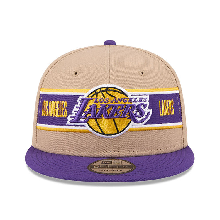 Los Angeles Lakers NBA 2024 Draft Purple on Camel 9FIFTY Youth Snapback Adjustable Cap