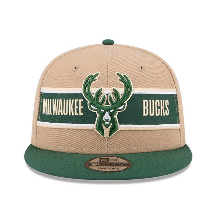 Milwaukee Bucks NBA 2024 Draft Dark Green on Camel 9FIFTY Youth Snapback Adjustable Cap