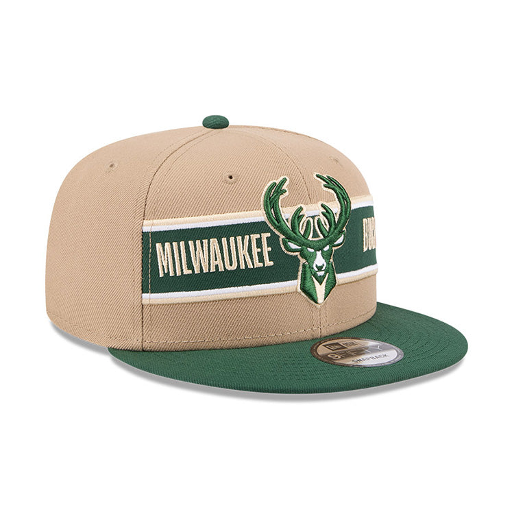 Milwaukee Bucks NBA 2024 Draft Dark Green on Camel 9FIFTY Youth Snapback Adjustable Cap