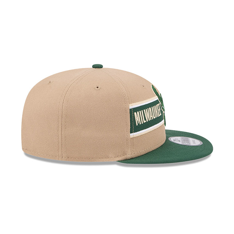 Milwaukee Bucks NBA 2024 Draft Dark Green on Camel 9FIFTY Youth Snapback Adjustable Cap